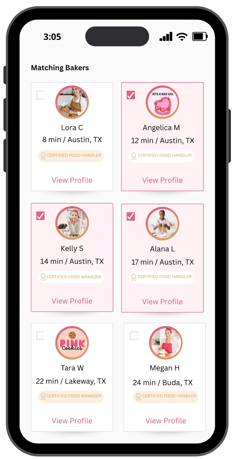 Matching Austin home bakers for custom cakes and cookies