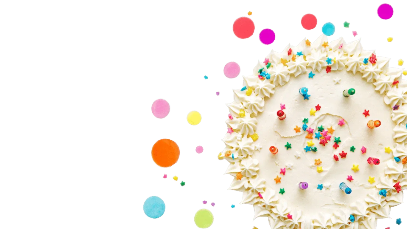 Custom birthday cake with colorful sprinkles from Austin Texas home bakers